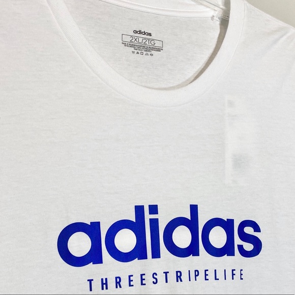Plus White Adidas T Shirt White Graphic Print - Picture 3 of 7
